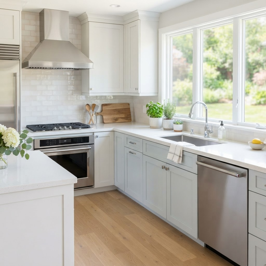 Sparkling clean modern kitchen after a deep clean